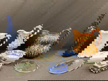 Mixed lot of 9 Porcelain, Glass, Pottery and Bisque Items