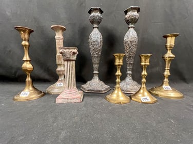 Lot of Various Metal Candlesticks