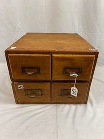 Wood 4 Drawer Index Card Box