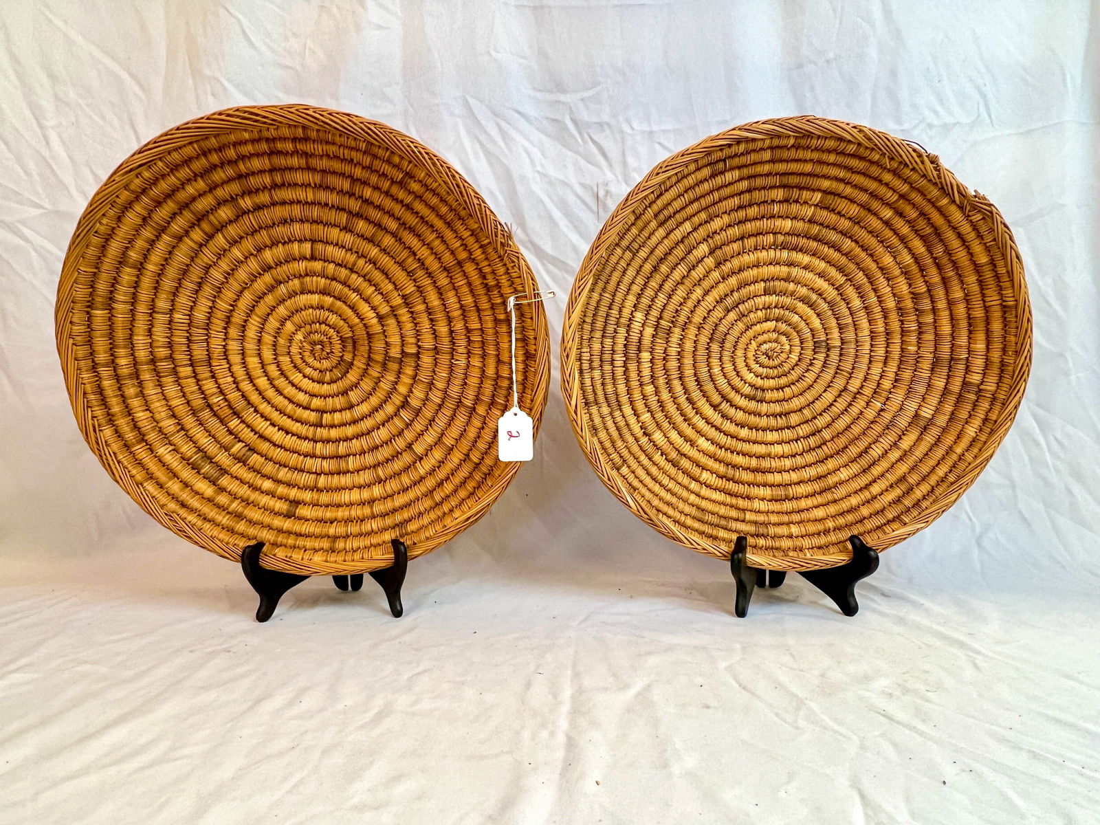 2 Navajo Round Hand Woven Basket Trays (1 of 2)