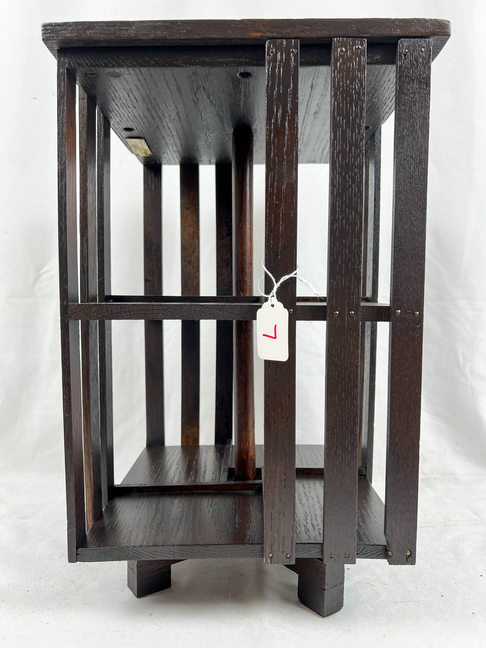 1900's signed Globe Wernike Co. Salesman Sample Oak Miniature Spinning Book Stand (1 of 5)