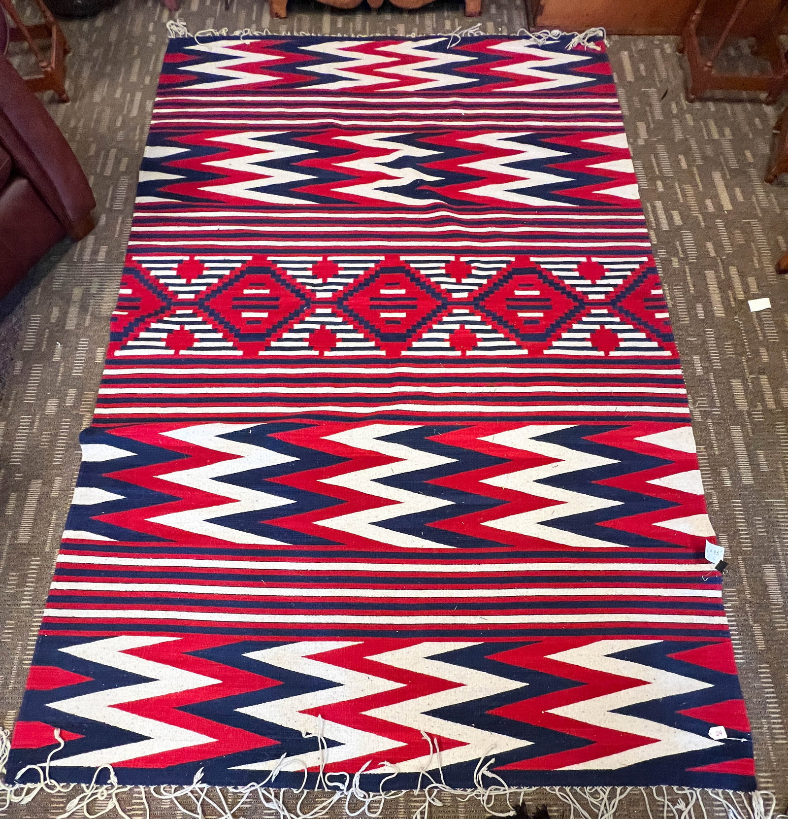 Red White and Blue Zapotec Rug (1 of 4)
