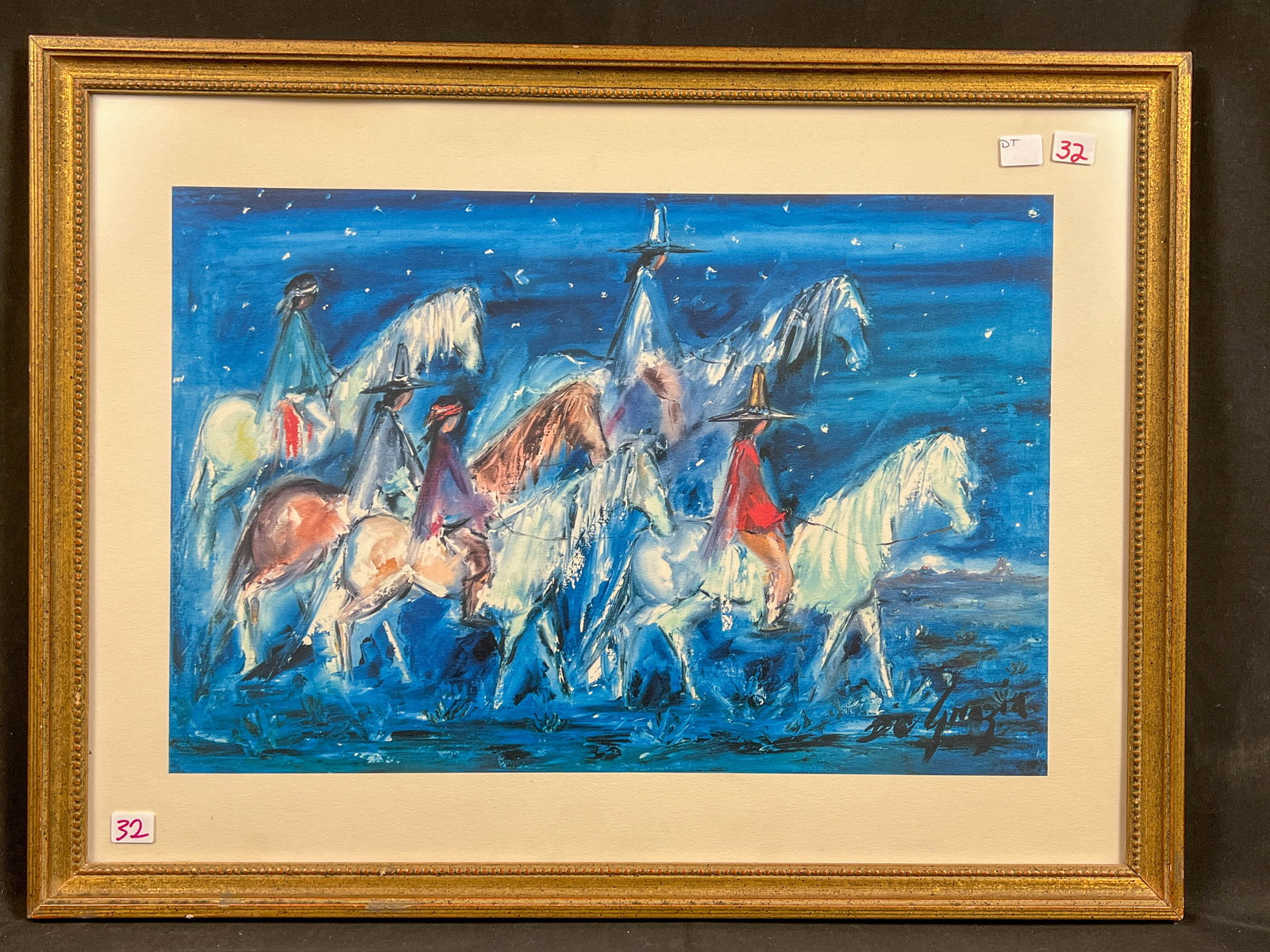 Ettiore DeGrazia Print "Navajo Night Chant" by  Watercolor (1 of 7)