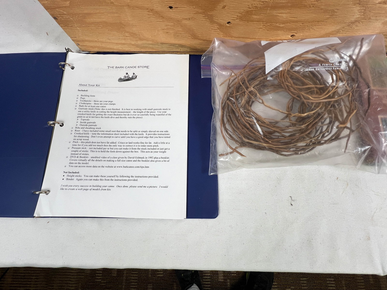 Birch Bark Canoe Kit: Birch Bark Canoe Kit, in original shipping crate which measures 36" X 10". Comes with instructions, books and DVD