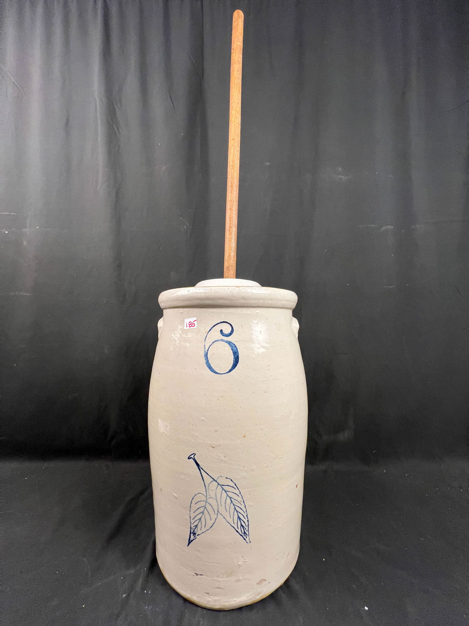 6 Gallon Redwing Butter Churn Crock with Cobalt Birch Leaves (1 of 5)