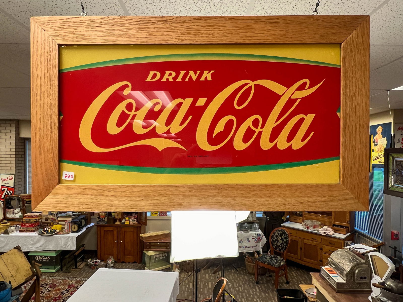 1950's Glass Coca Cola Sign - Reframed (1 of 2)