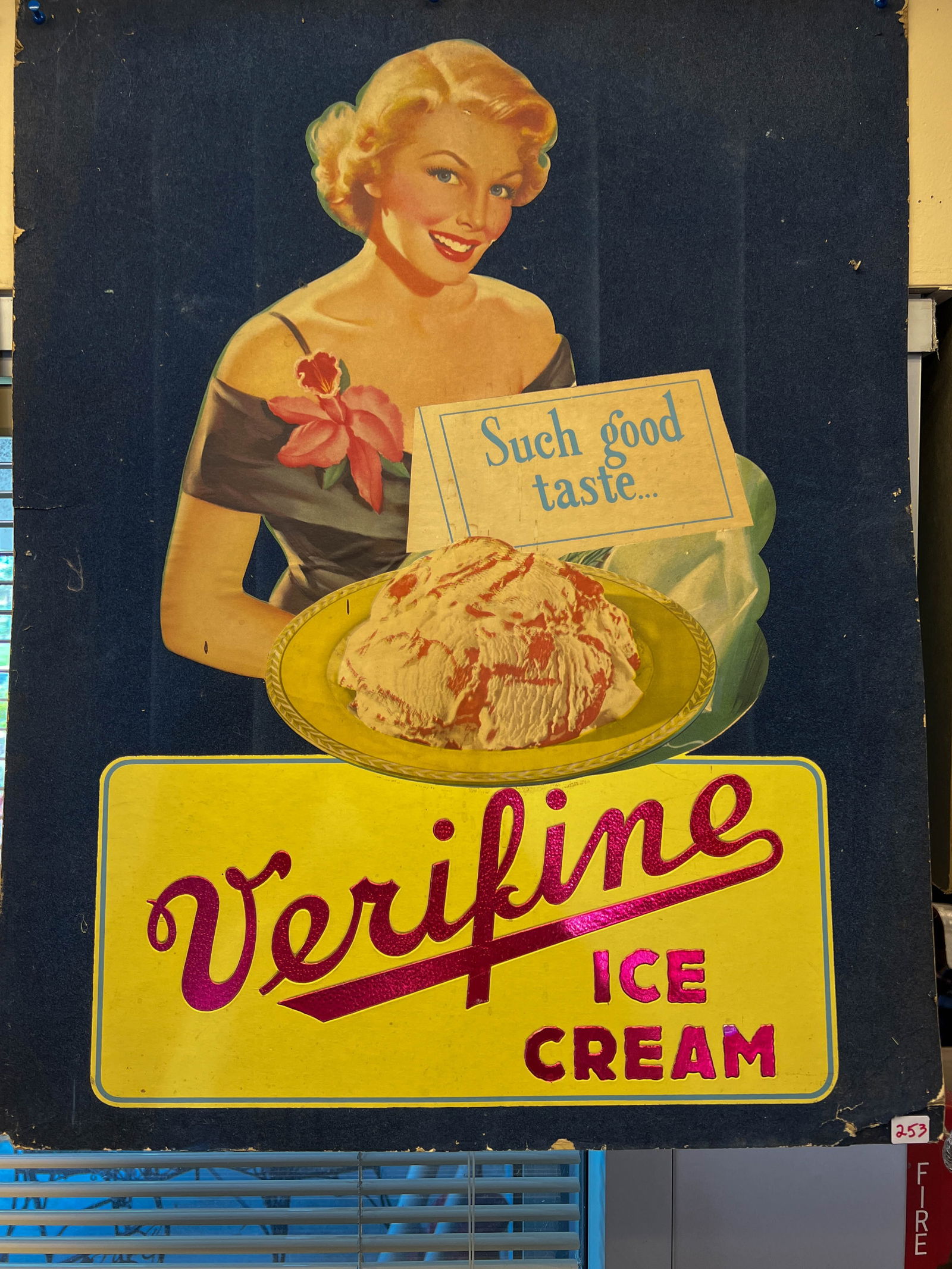 Vintage Verifine Cardboard Ice Cream Display Sign with Price Sign (1 of 2)