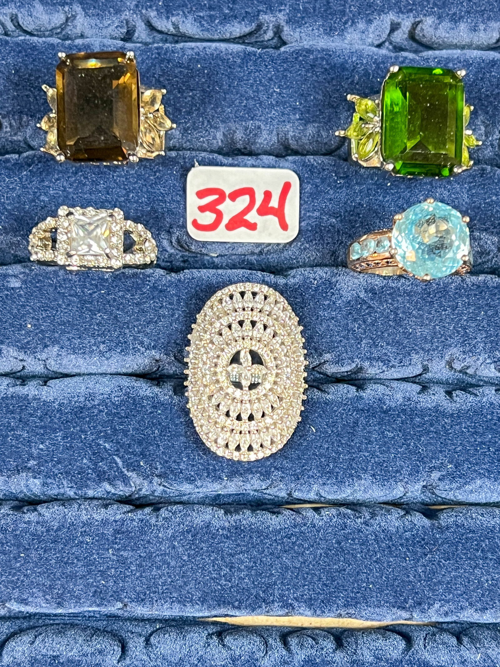 Lot of 5 Sterling Rings with Colored Stones (1 of 3)