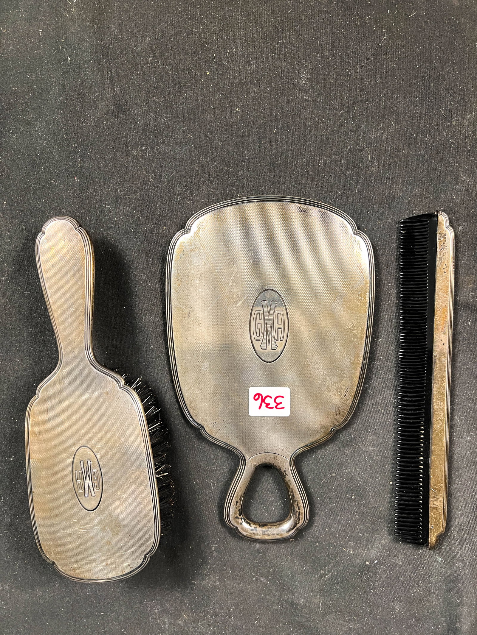 Art Deco Sterling 3 Piece Men's Dresser Set with Monogram (1 of 2)