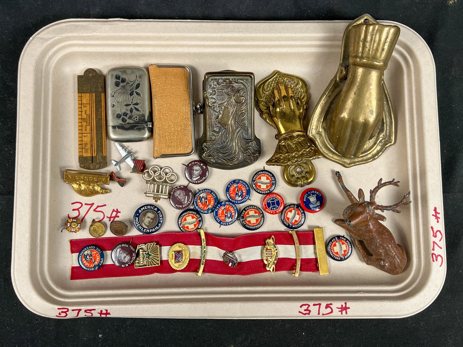 Tray lot of Political buttons, along with other (1 of 3)