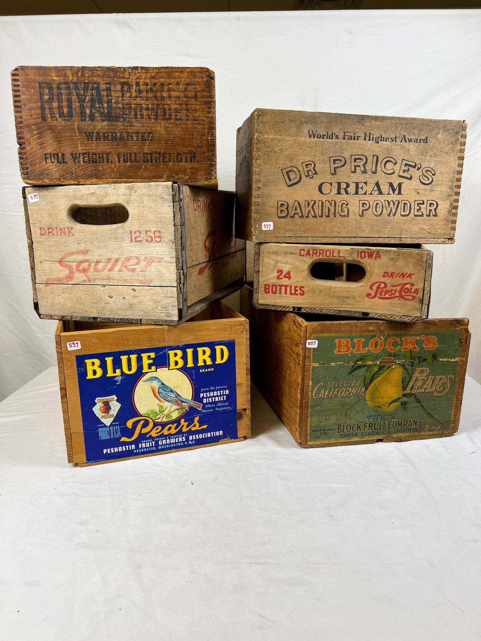 5 Piece Advertising Crates with Tin Lamp Shade (1 of 2)