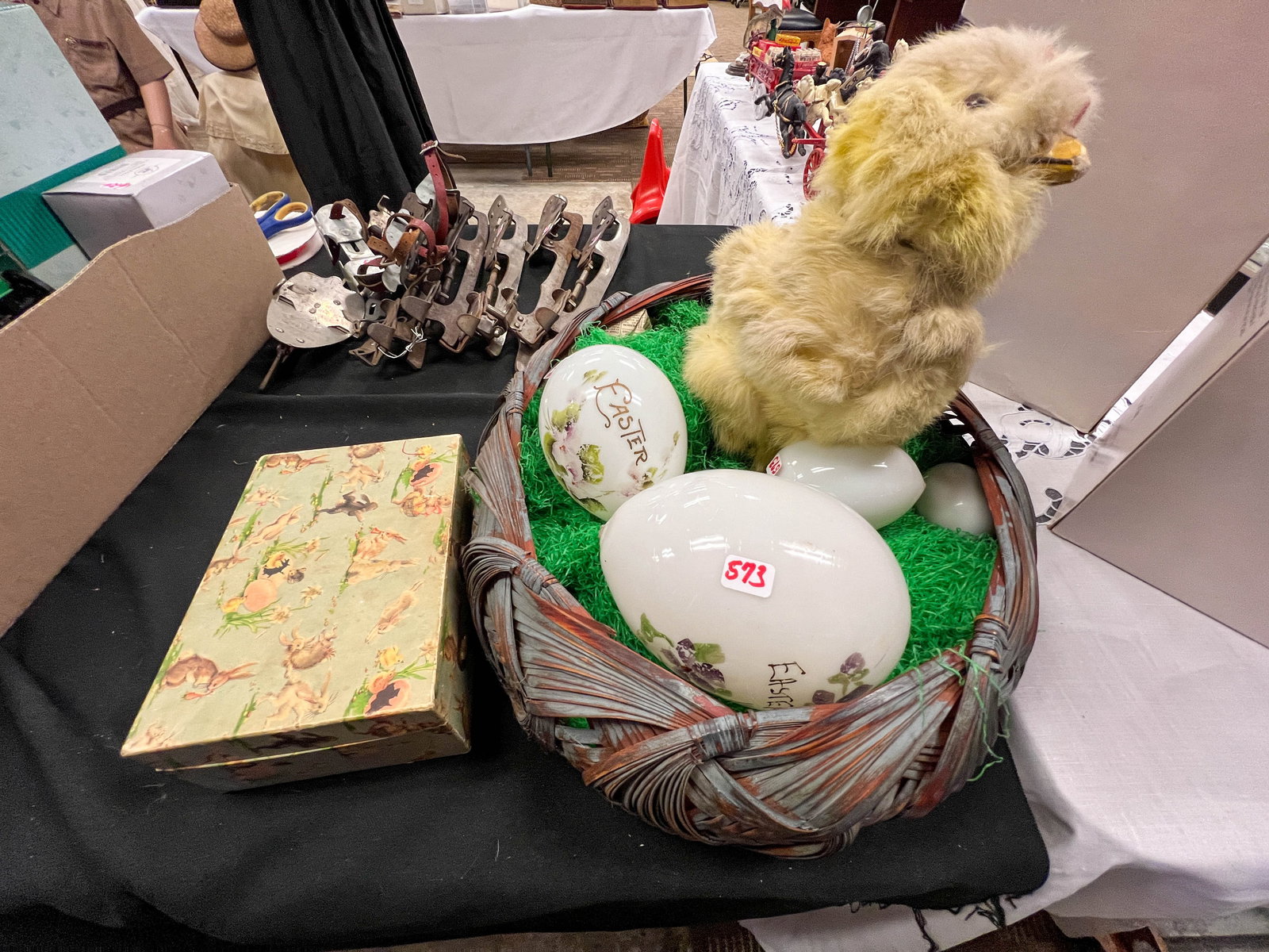 Vintage Lot of Glass Easter Eggs, Rare Large Baby Chick Candy Container (1 of 2)