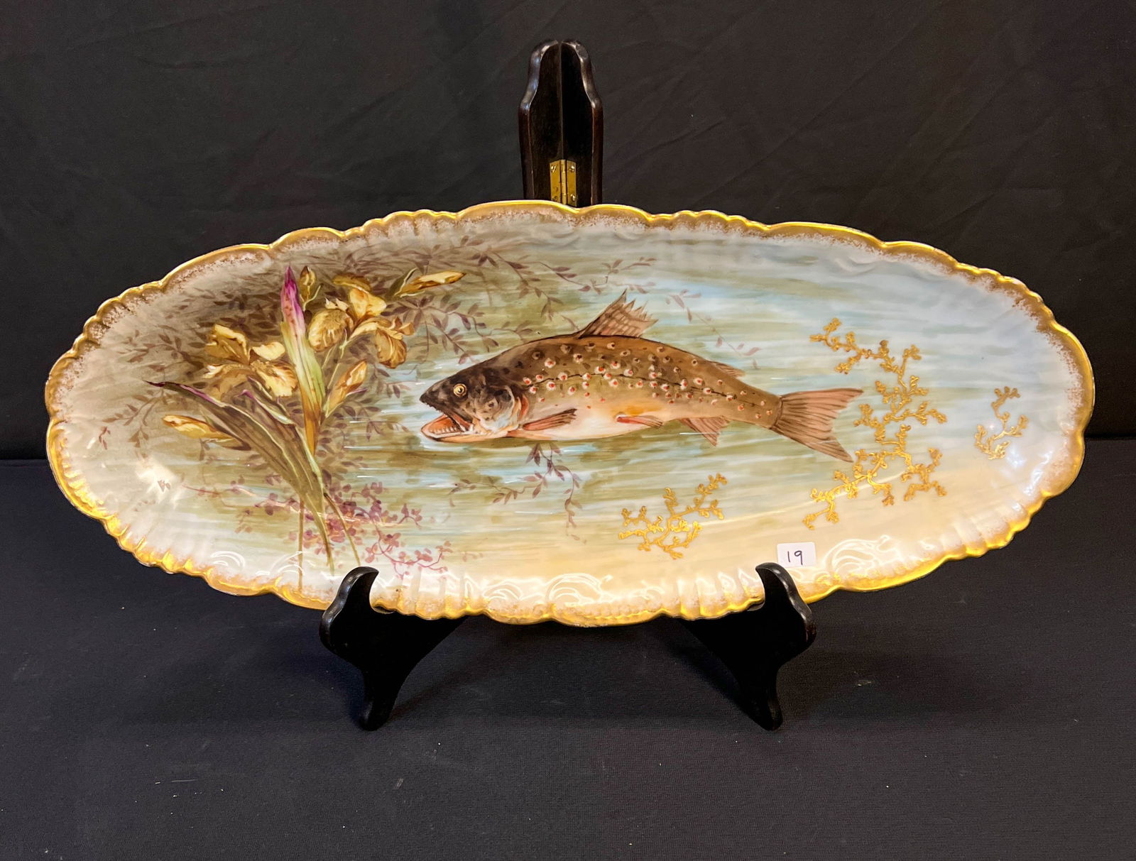 Limoges Hand Painted Oval Fish Plate C. 1890's (1 of 7)