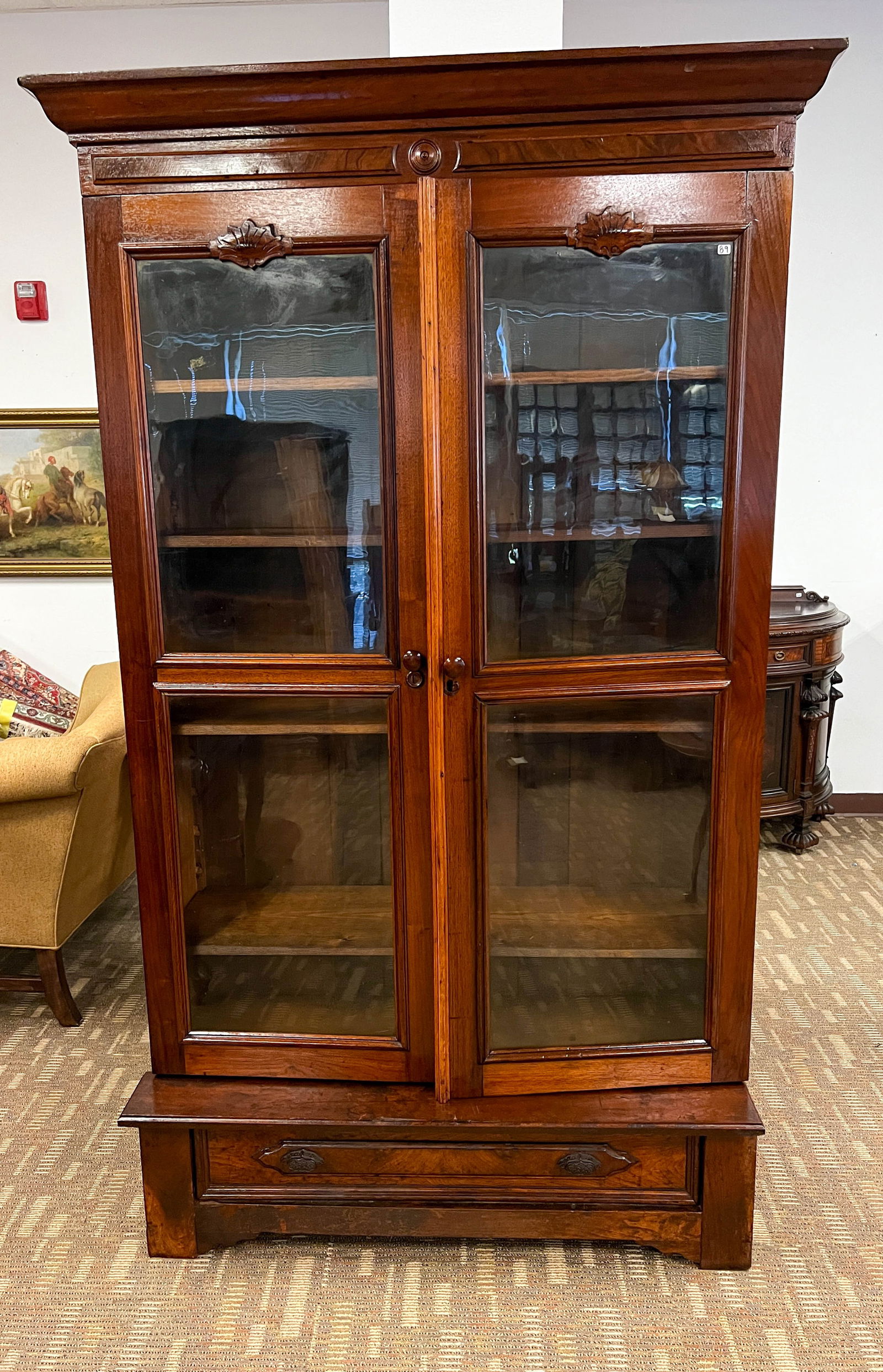 Step Back Double Door Glass Front Bookcase c.1880's (1 of 9)