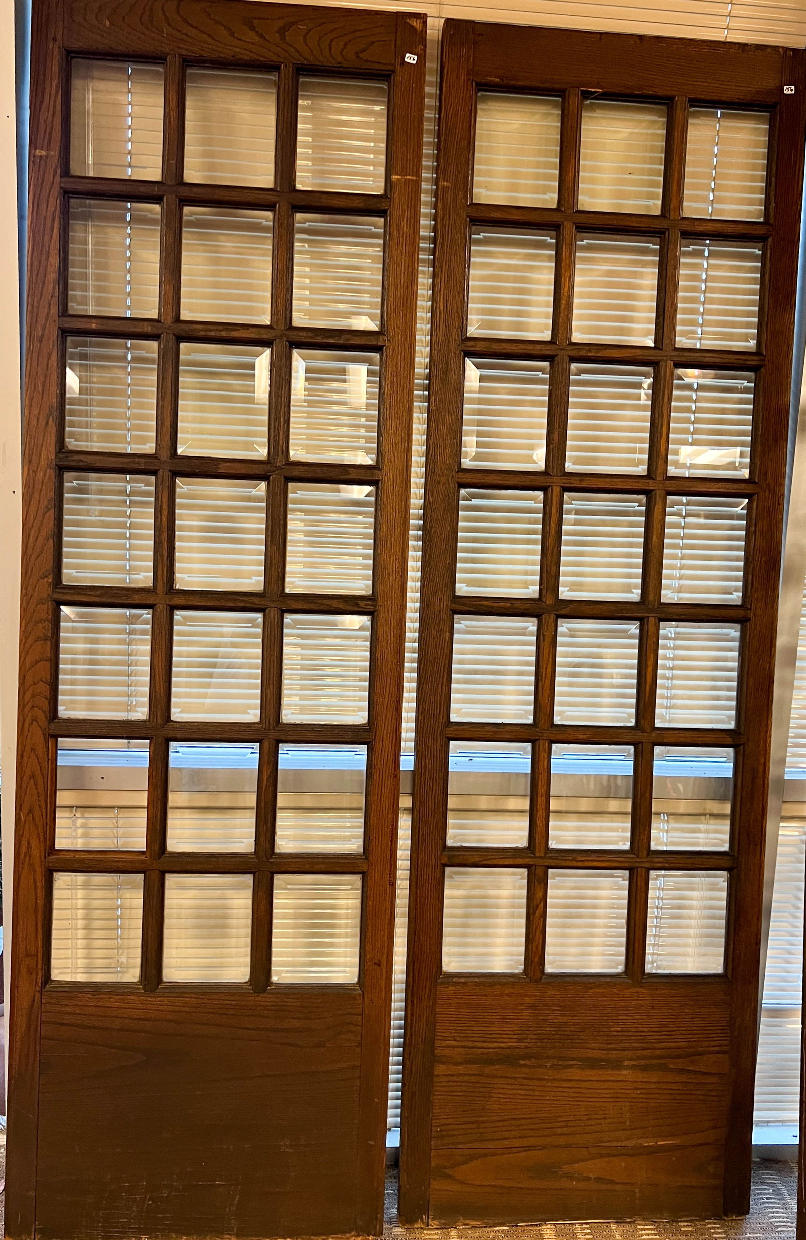 Pair of Arts and Crafts Beveled Panelled Glass Doors (1 of 4)