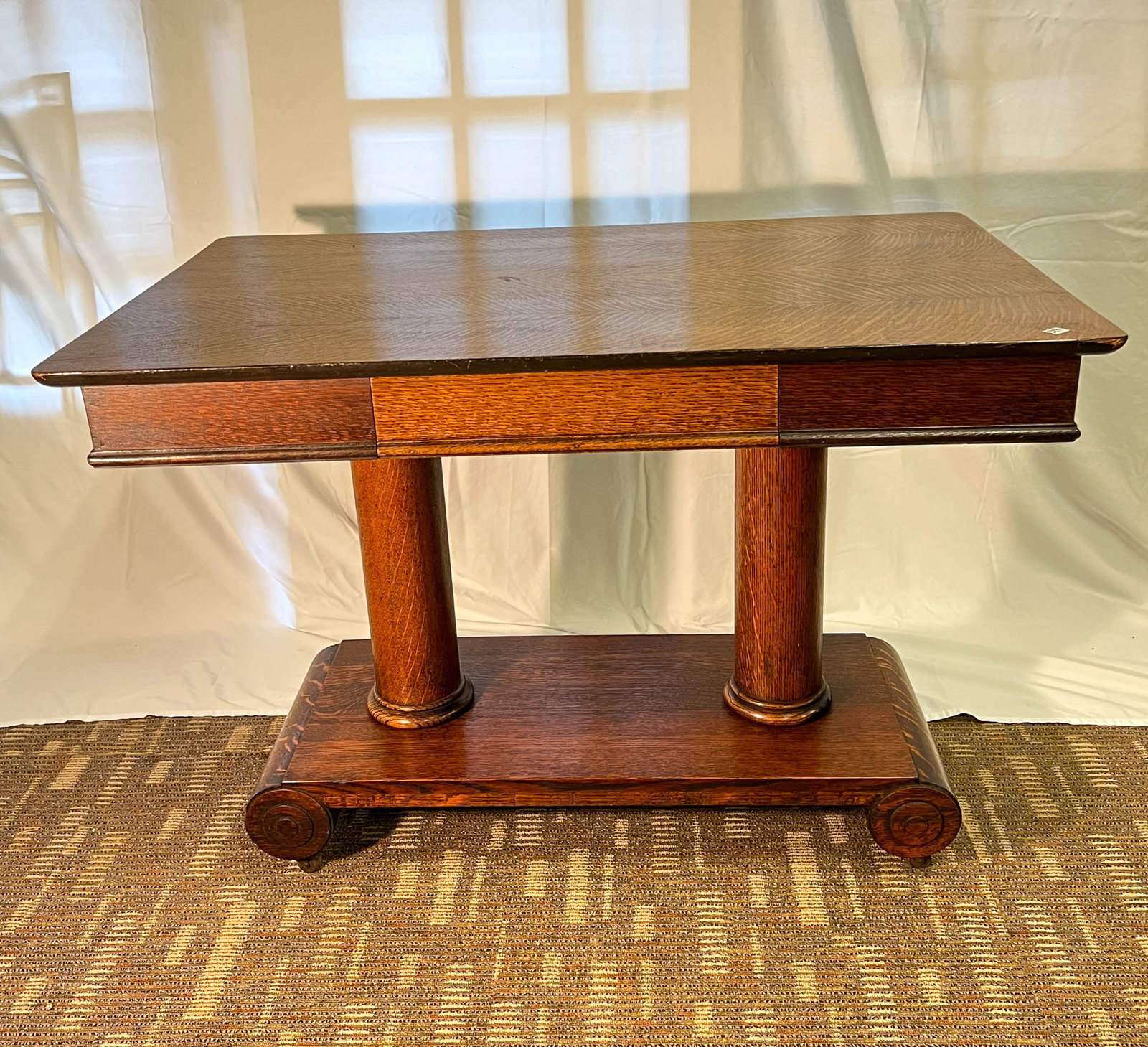 Quarter Sawn Single Drawer Oak Library Table c. 1900 (1 of 10)