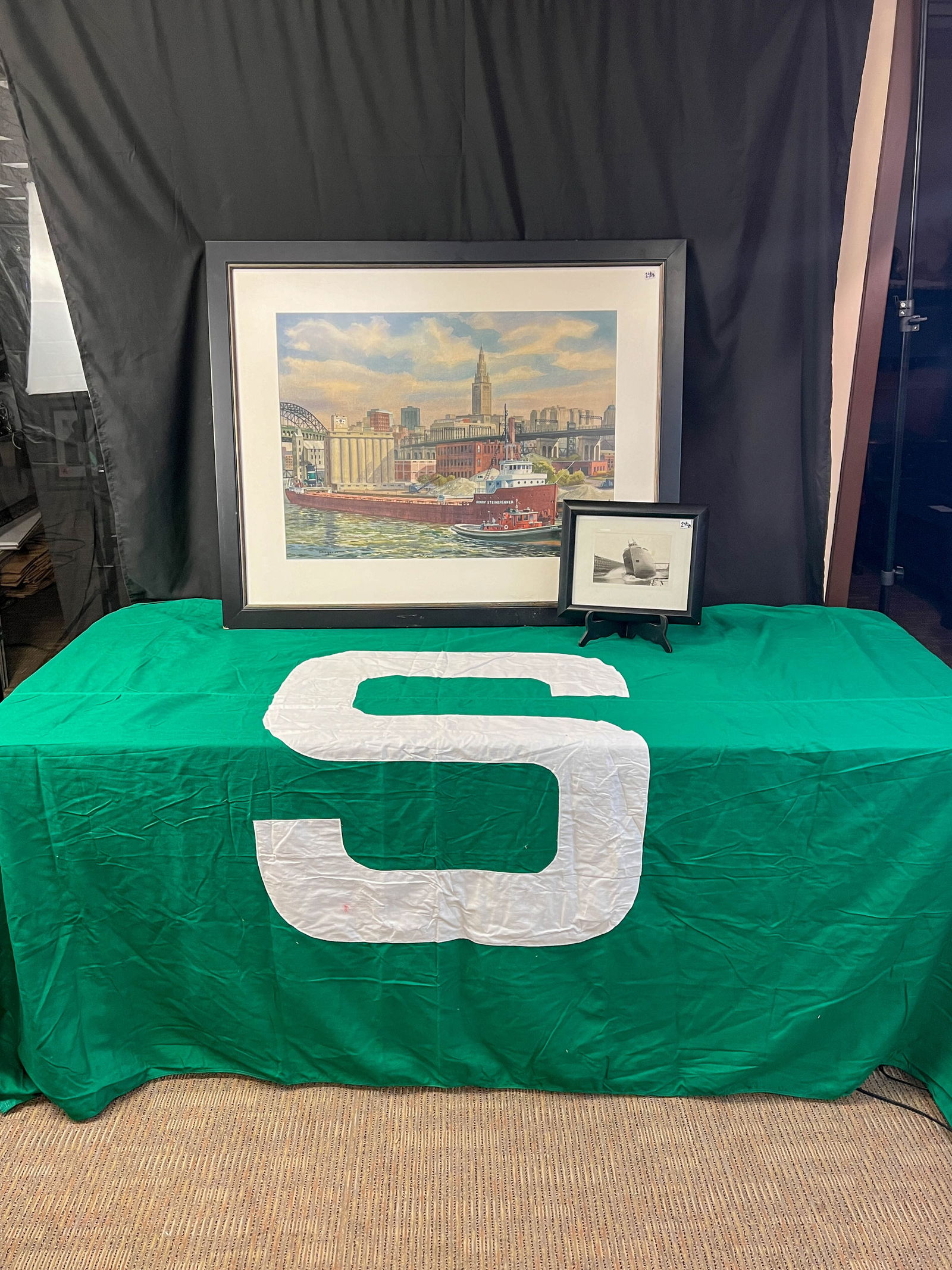 Kinely Shogren Watercolor of SS Henry Steinbrenner, Ships' Flag, Photo of Launching (1 of 11)