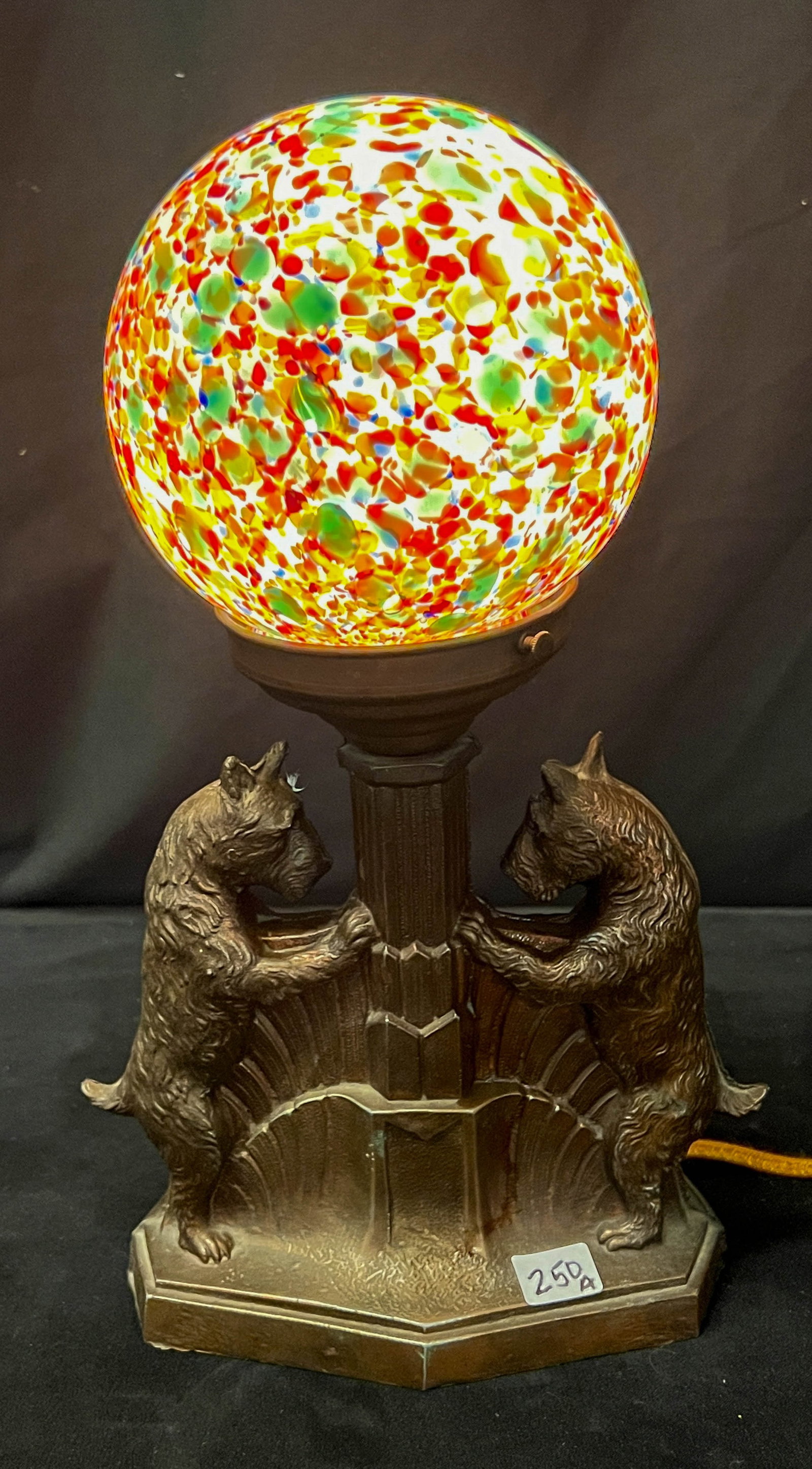 Art Deco Scotty Dog Table Lamp with Millefiori Shade (1 of 6)
