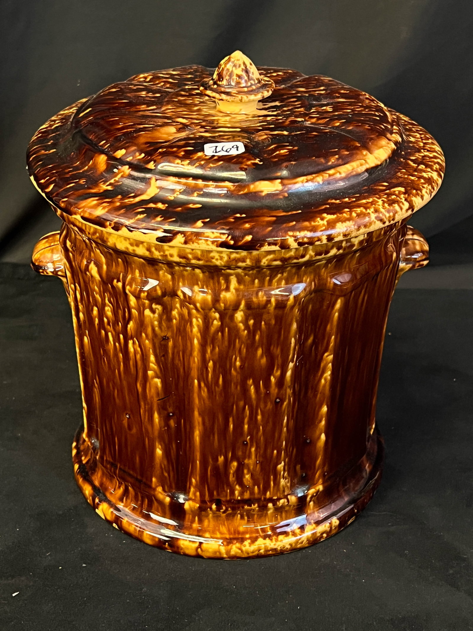 Bennington Rockingham Large Lidded Yellowware Pot c.1850-1860's (1 of 10)