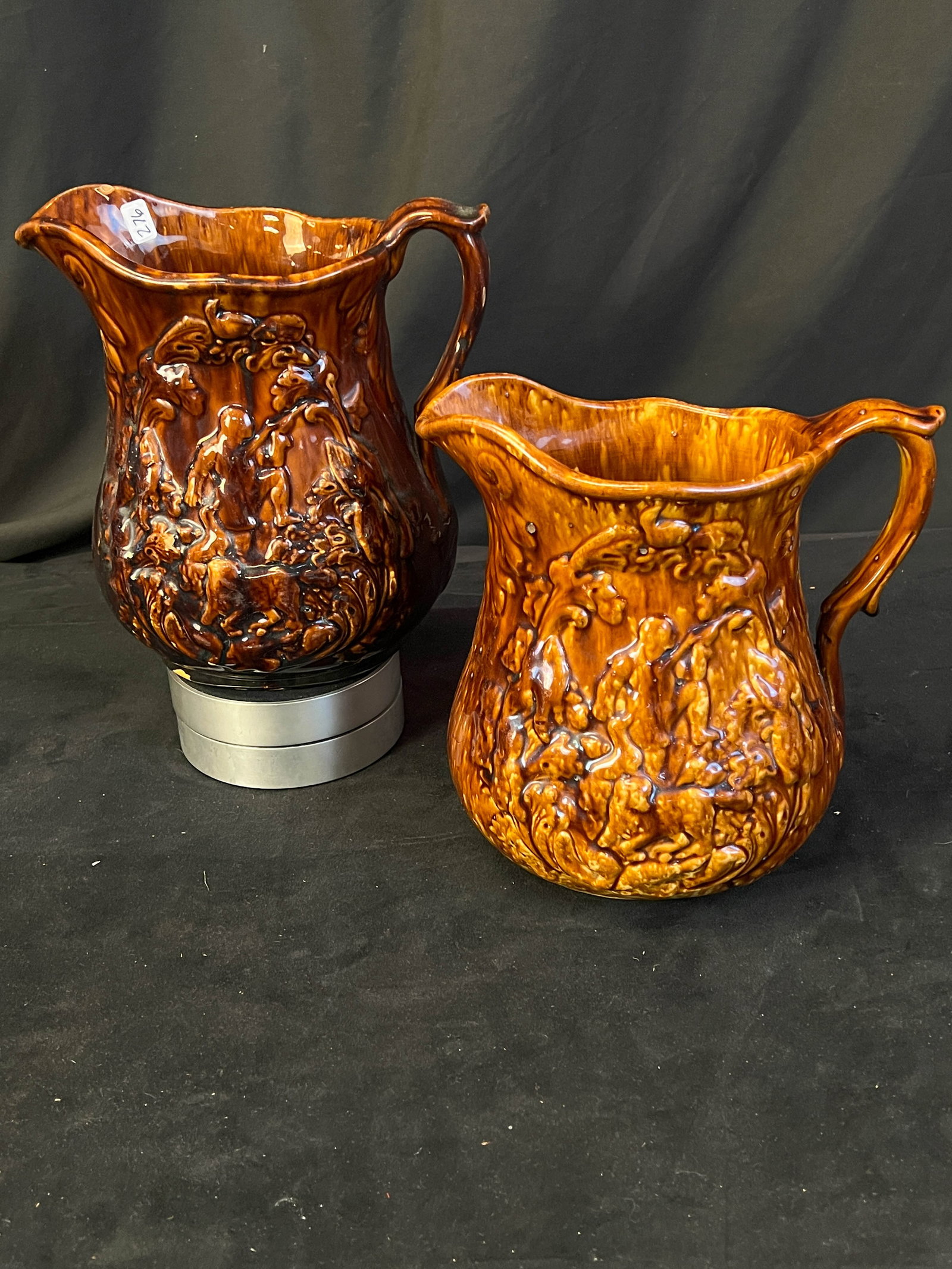 2 Bennigton Rockingham Yellowware Milk Pitchers c.1850-1870's (1 of 7)