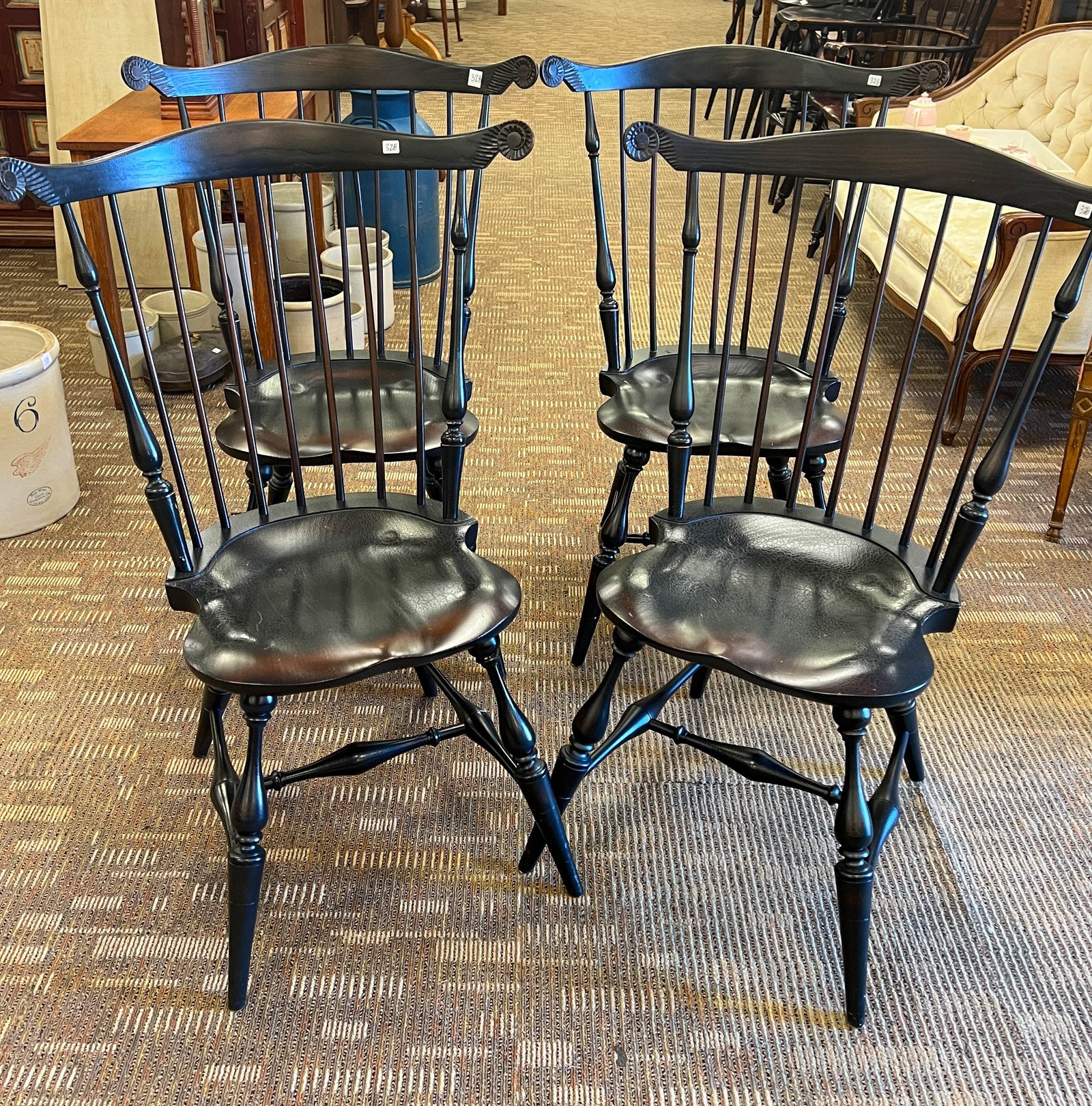 Antiquities 4 Hand Made Pine Colonial Style Chairs (1 of 8)