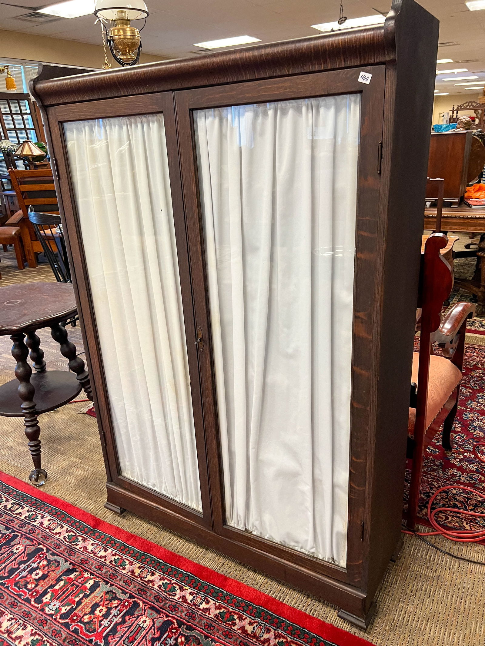 Oak Double Door Glass Door Cabinet c. 1900 (1 of 9)