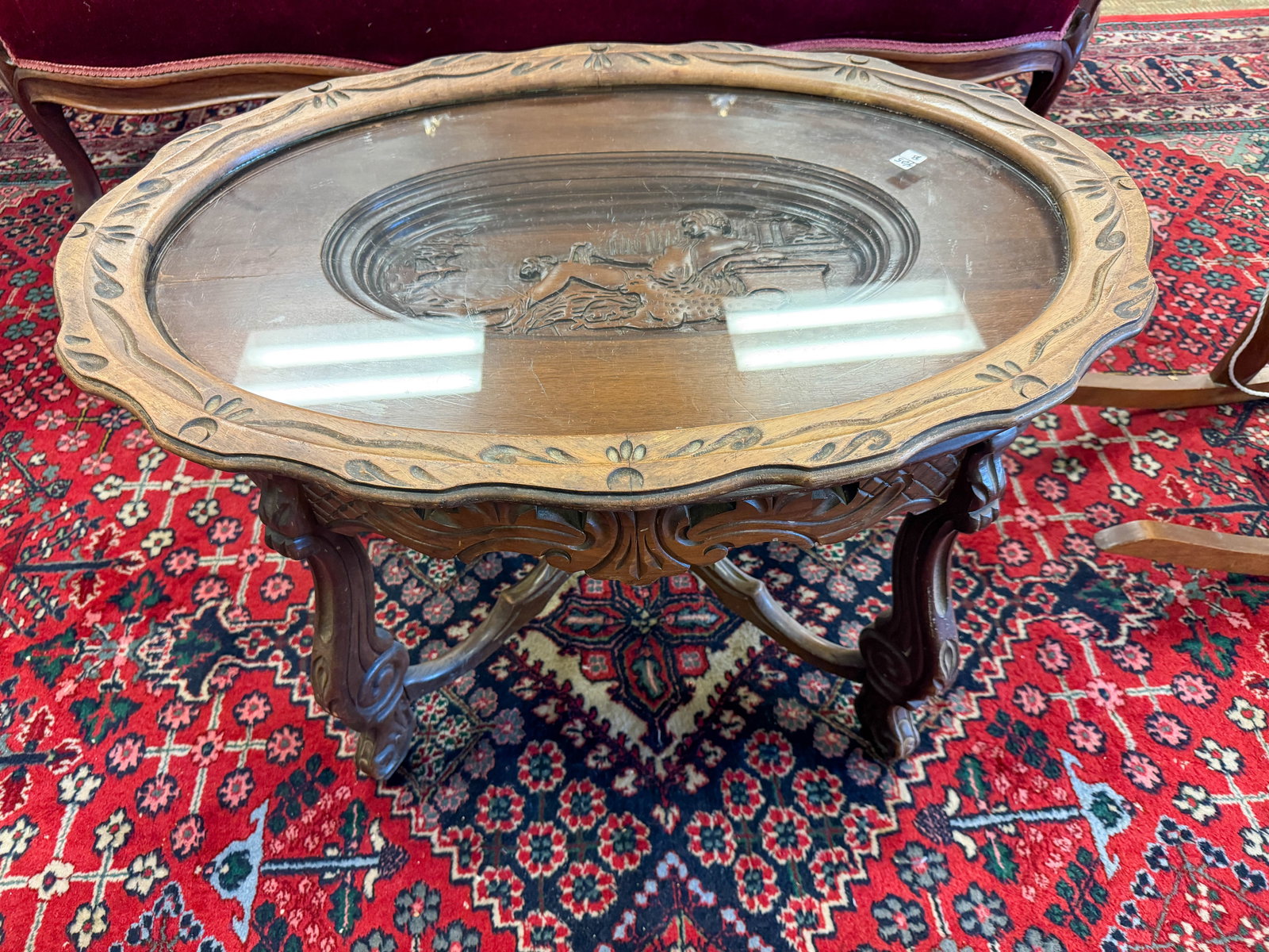 1920's Tray Top Table with Elaborate Carvings (1 of 4)