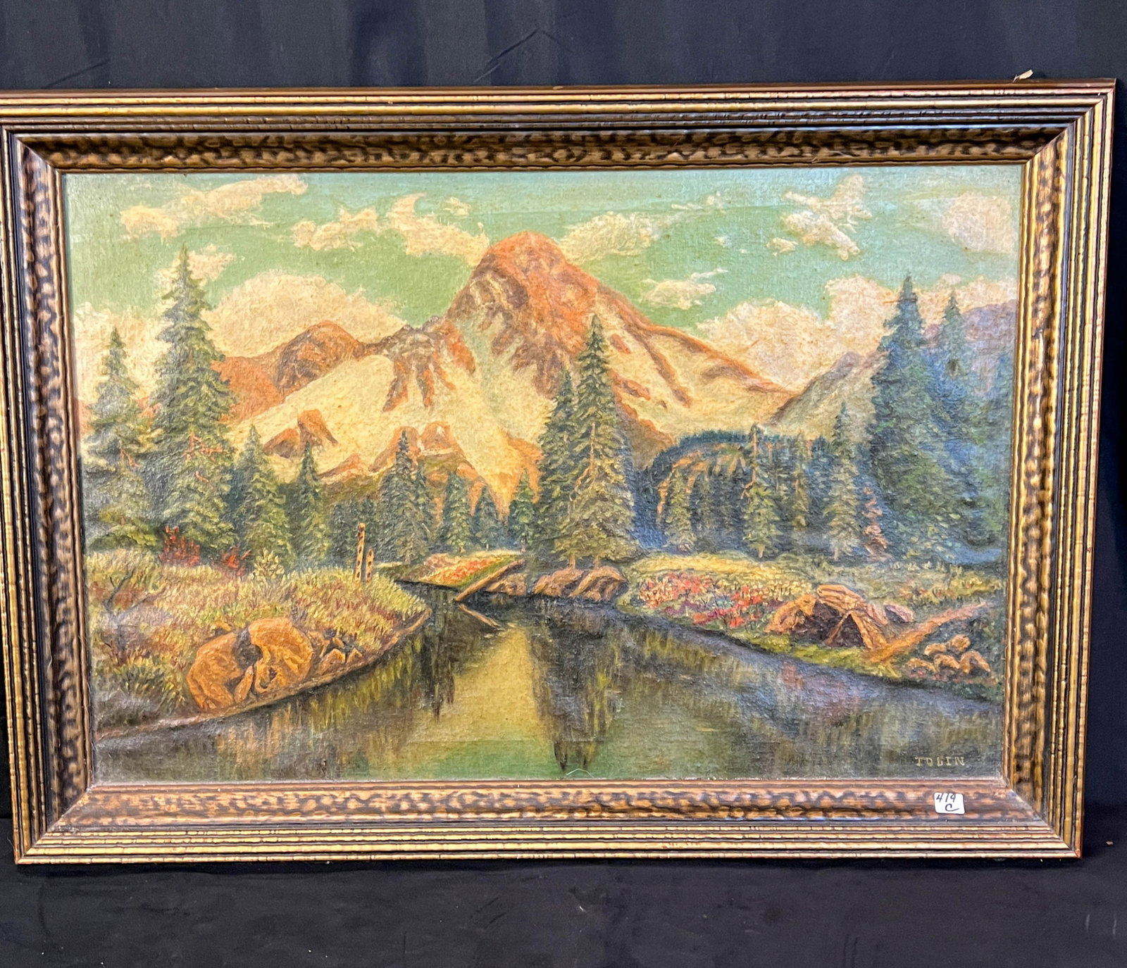 Plein Air Mountain Scene Oil on Canvas Signed Tobin (1 of 7)
