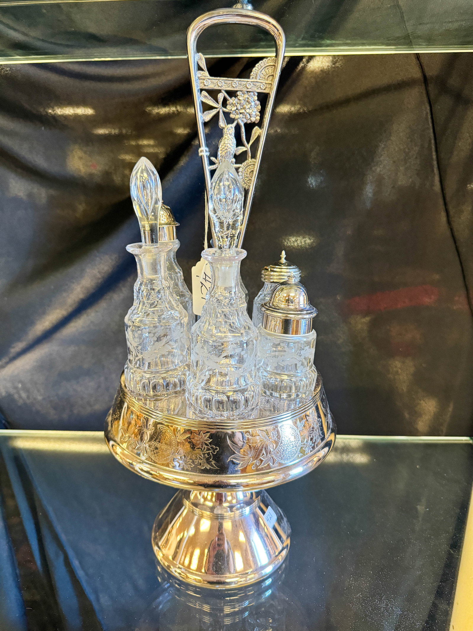 An extra fancy silver plate condiment set (1 of 4)