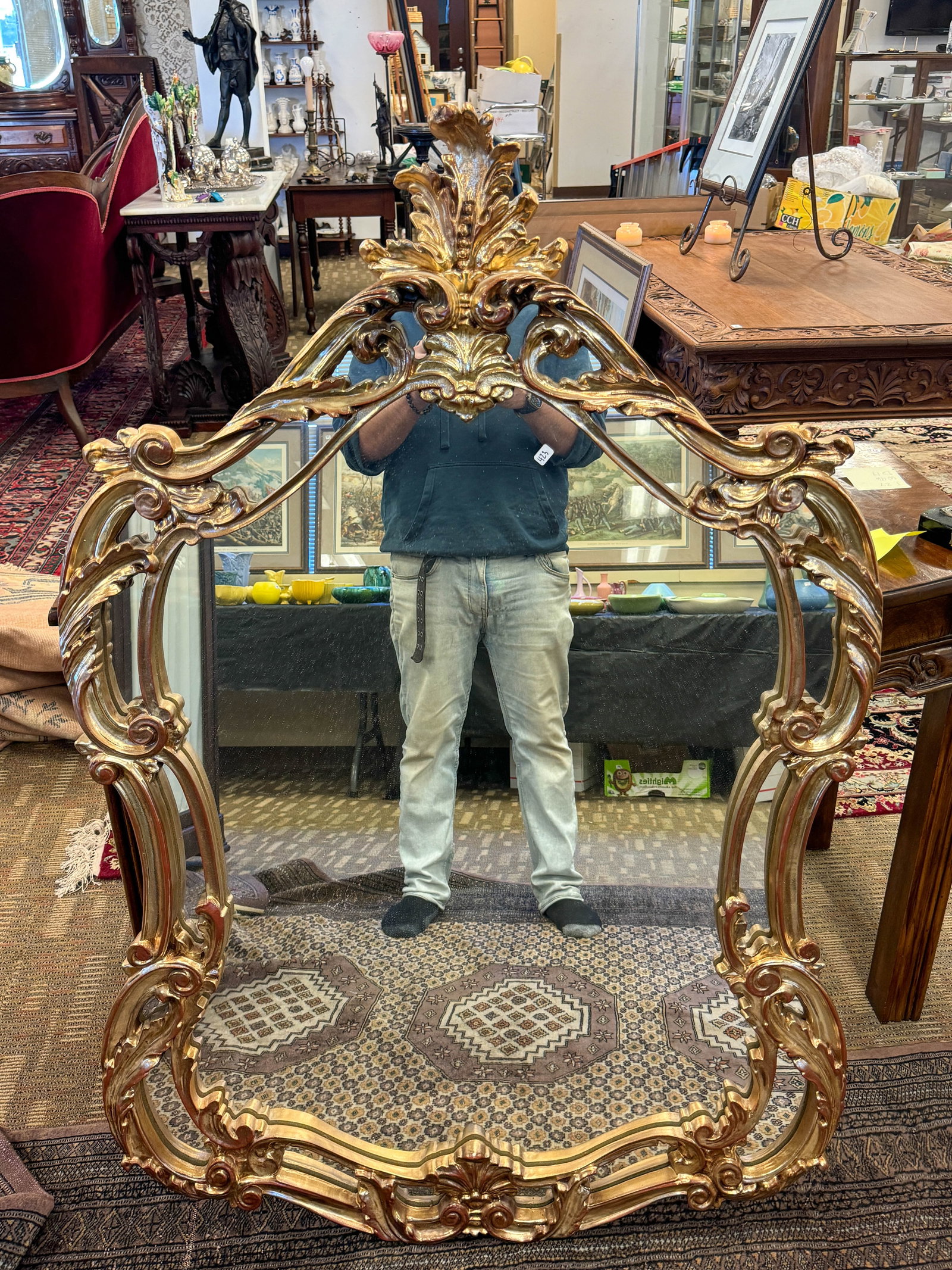 Large Rococo Style Gold Leaf Mirror (1 of 2)