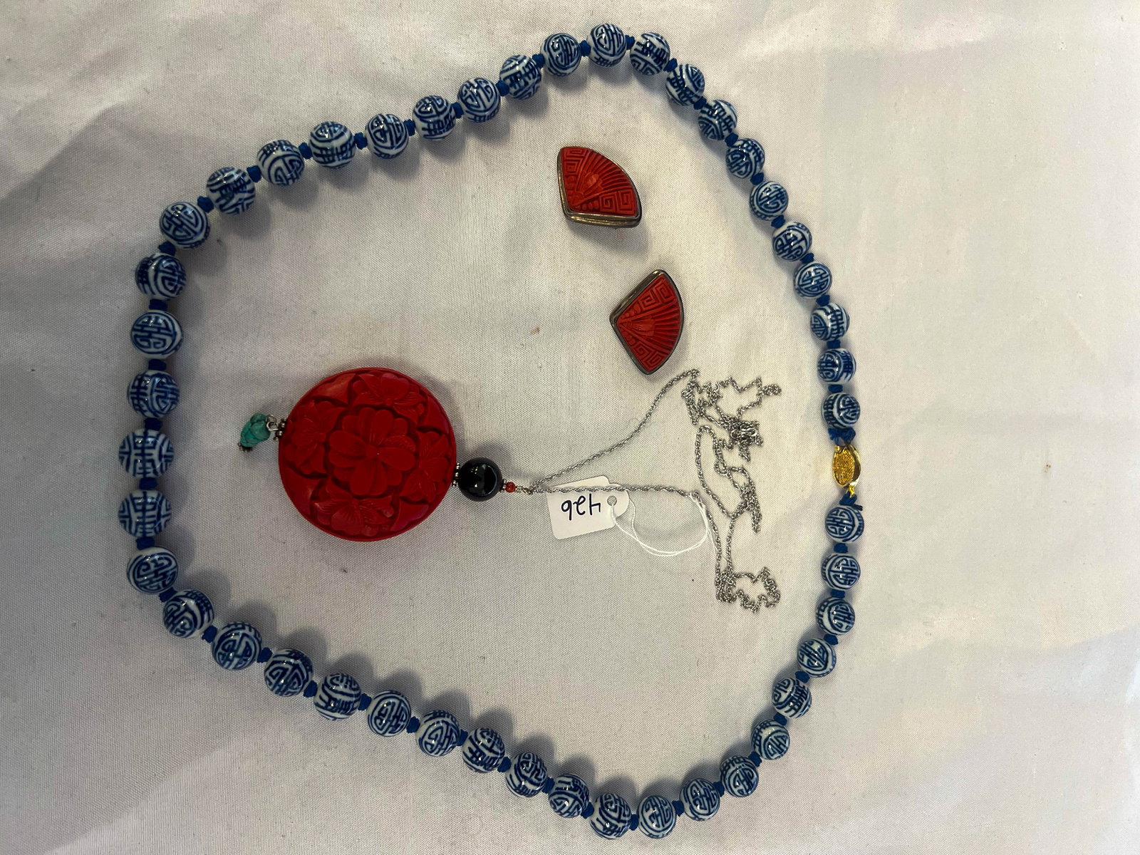 Group of Sterling and Cinnabar Jewelry (1 of 5)