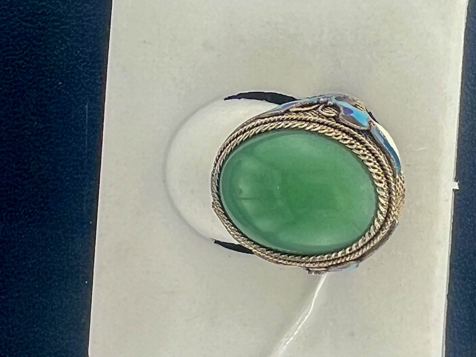 Silver Enameled Jade Ring (1 of 4)