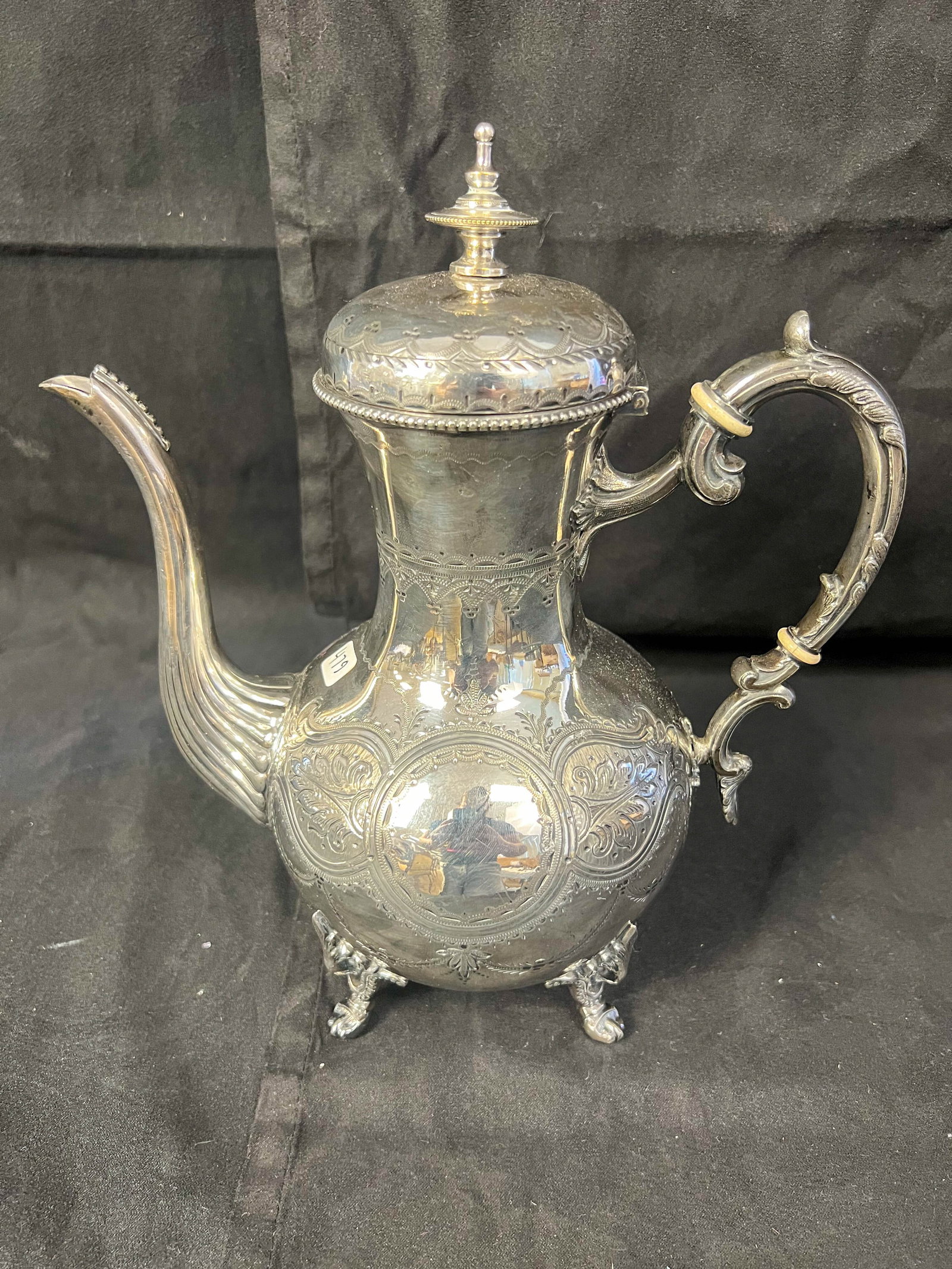 Elaborate Victorian Silverplate Teapot C. 1860s (1 of 5)