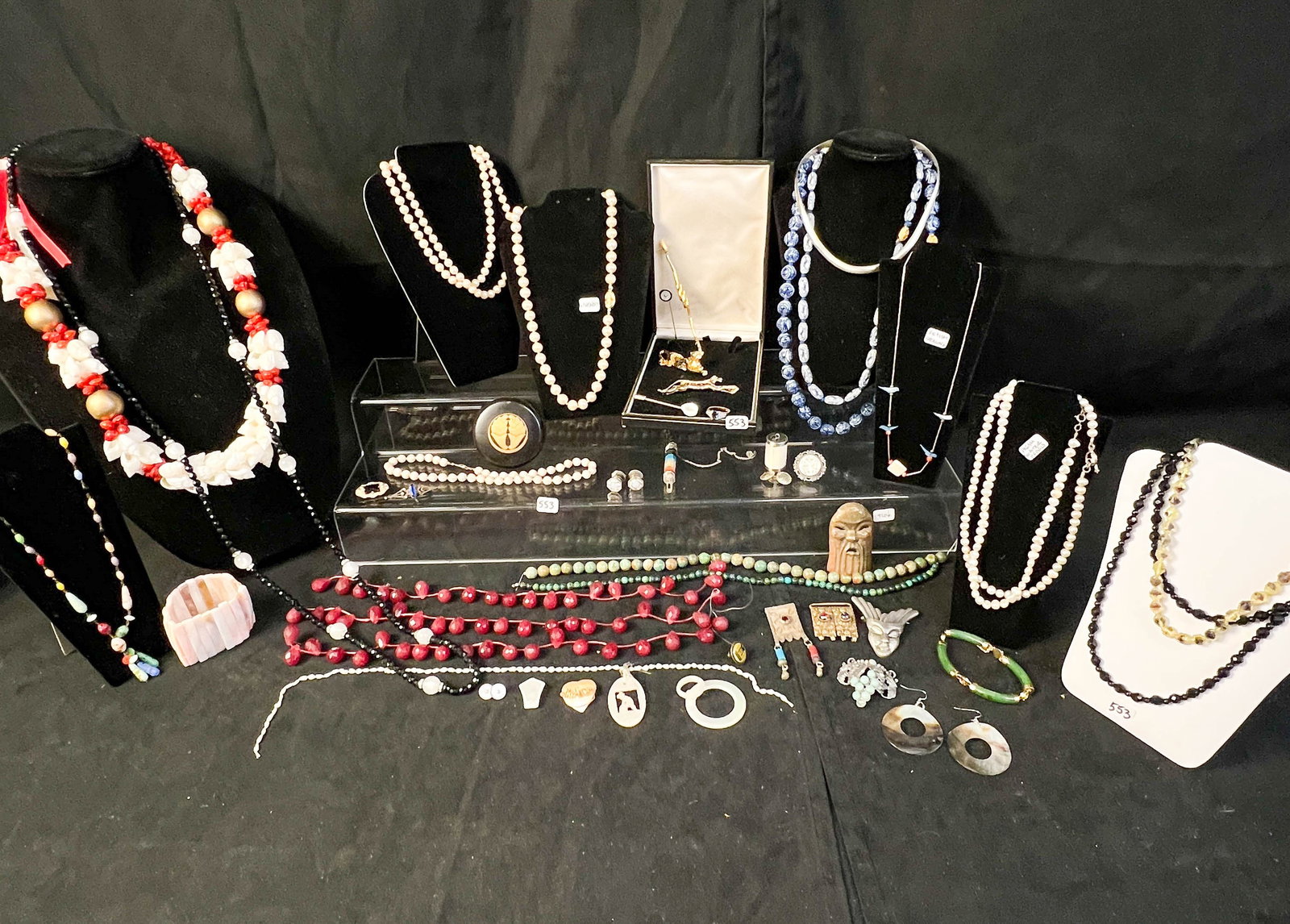 Designer and Quality Necklaces, Pearls, Beads, Brooches, More!: This group of quality vintage necklaces, beads, and brooches include a strand of Givenchy pearl individually knotted faux pearls, 2 single strands of real freshwater pearls with sterling closures, a s