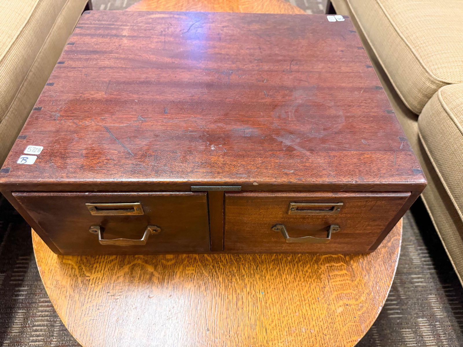 Double Drawer Mahogany Filing Cabinet (1 of 3)
