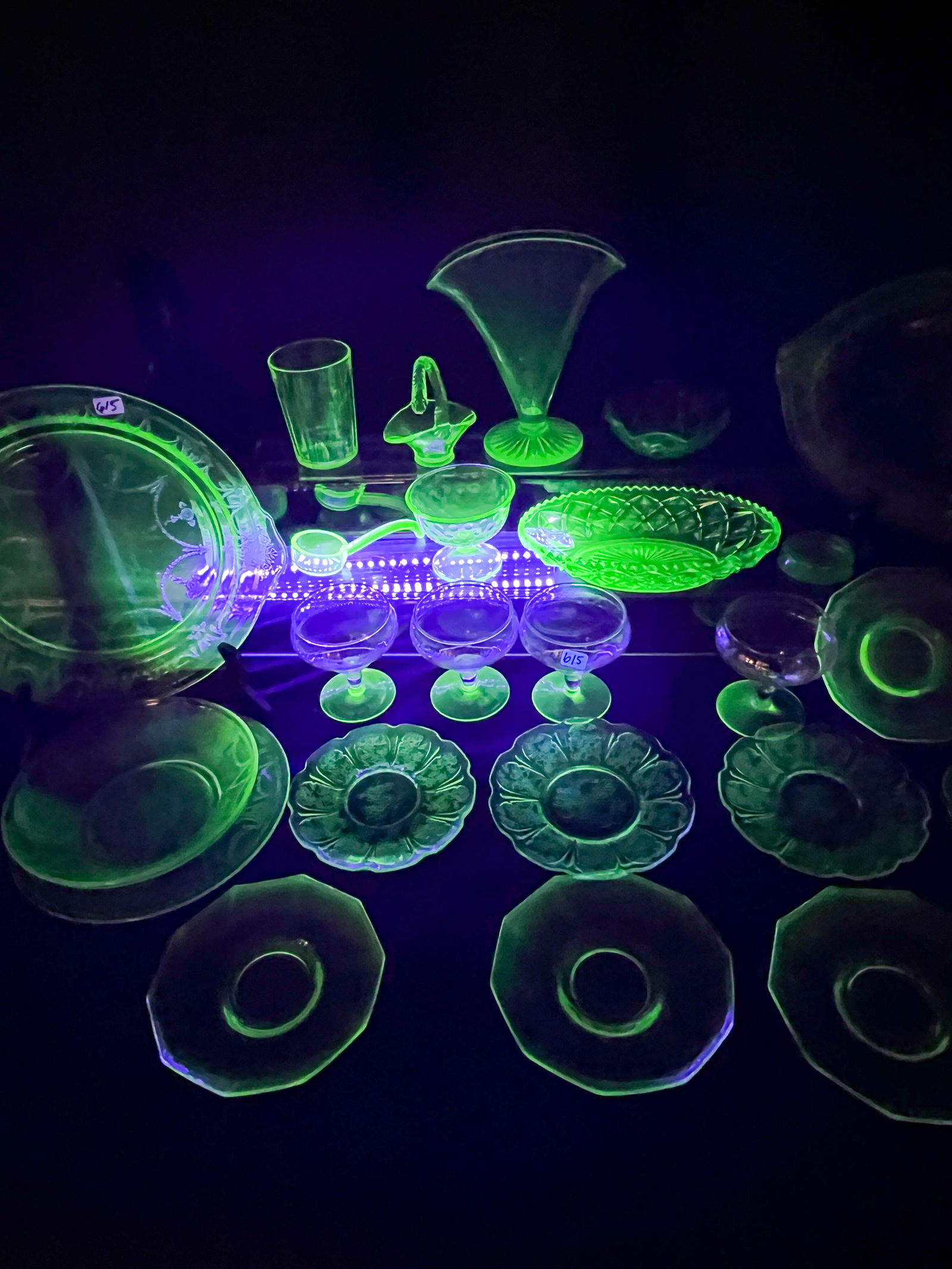 Large Group of Uranium Glass c. 1930-1940's (1 of 9)