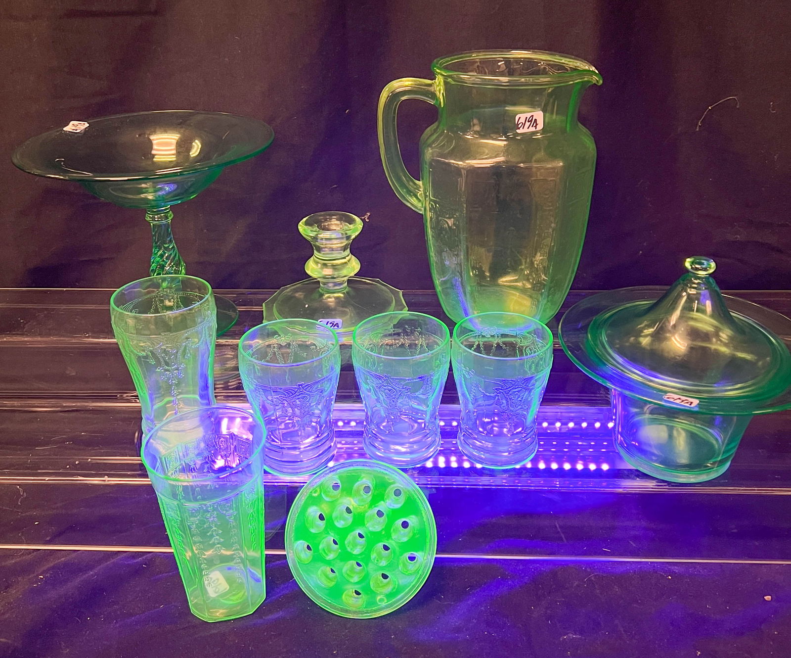Uranium Glass Pitcher, Glasses, More! (1 of 5)
