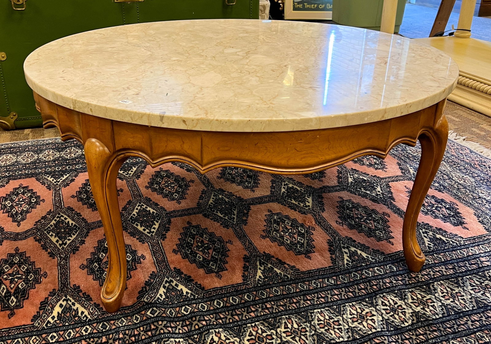 Travertine Marble Top Coffee Table (1 of 3)