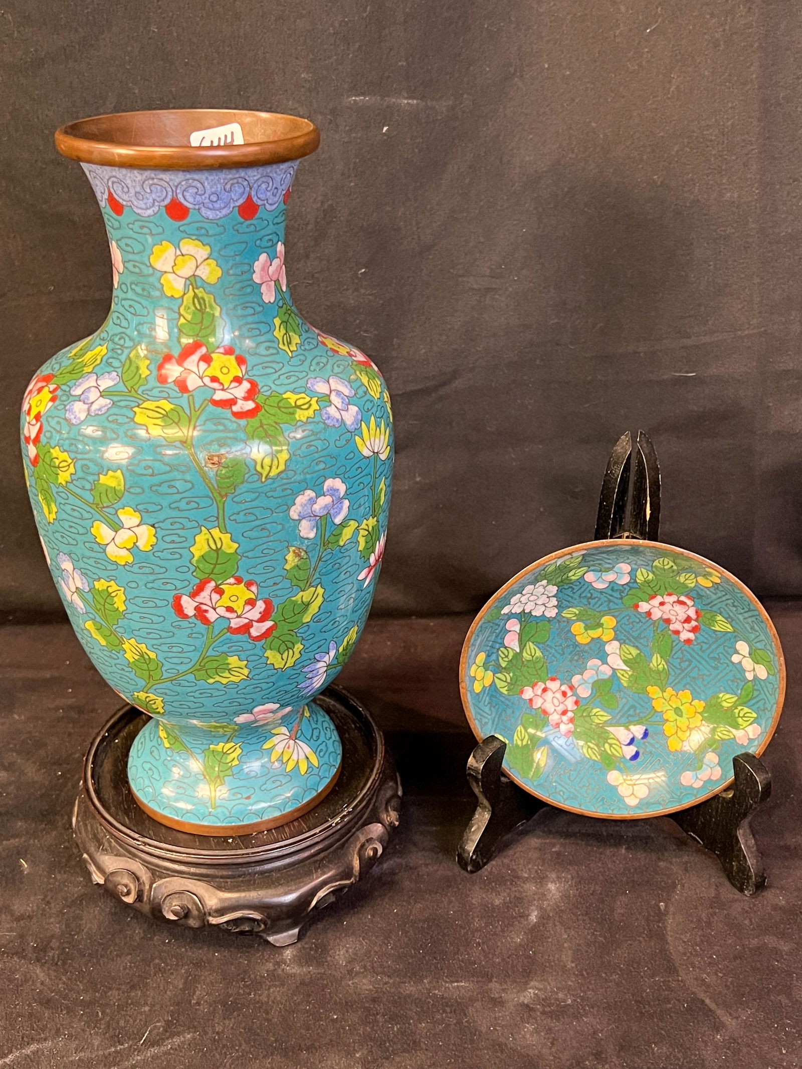 Cloisonne Vase and Small Bowl (1 of 9)