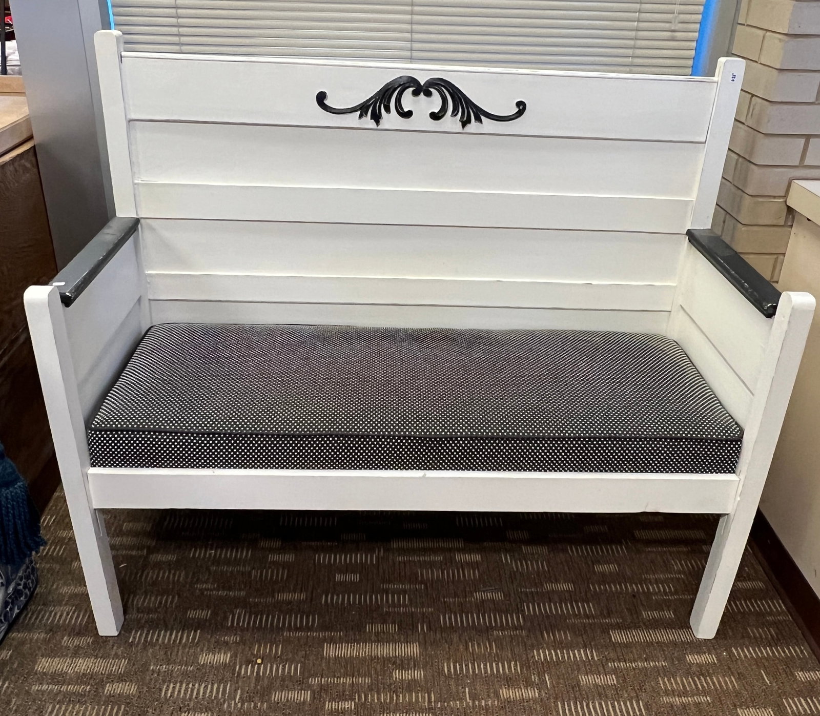 Wooden Bench with Upholstered seat cushion (1 of 4)