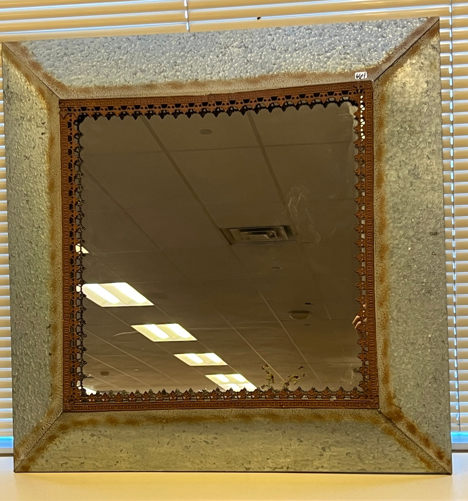 Distressed Tin Framed Wall Mirror (1 of 4)