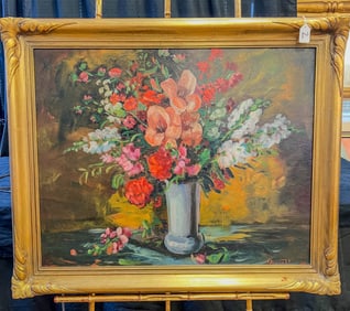 Francesco Spicuzza Floral Oil on Board C. 1910-1920