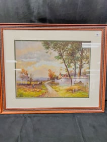 Nic Lenz Oil on Board Landscape c. 1940's