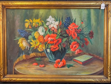 Early 20th Century Oil on Canvas Still Life Signed L. Kurtner