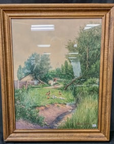 Frank Enders Victorian Watercolor in Original Frame