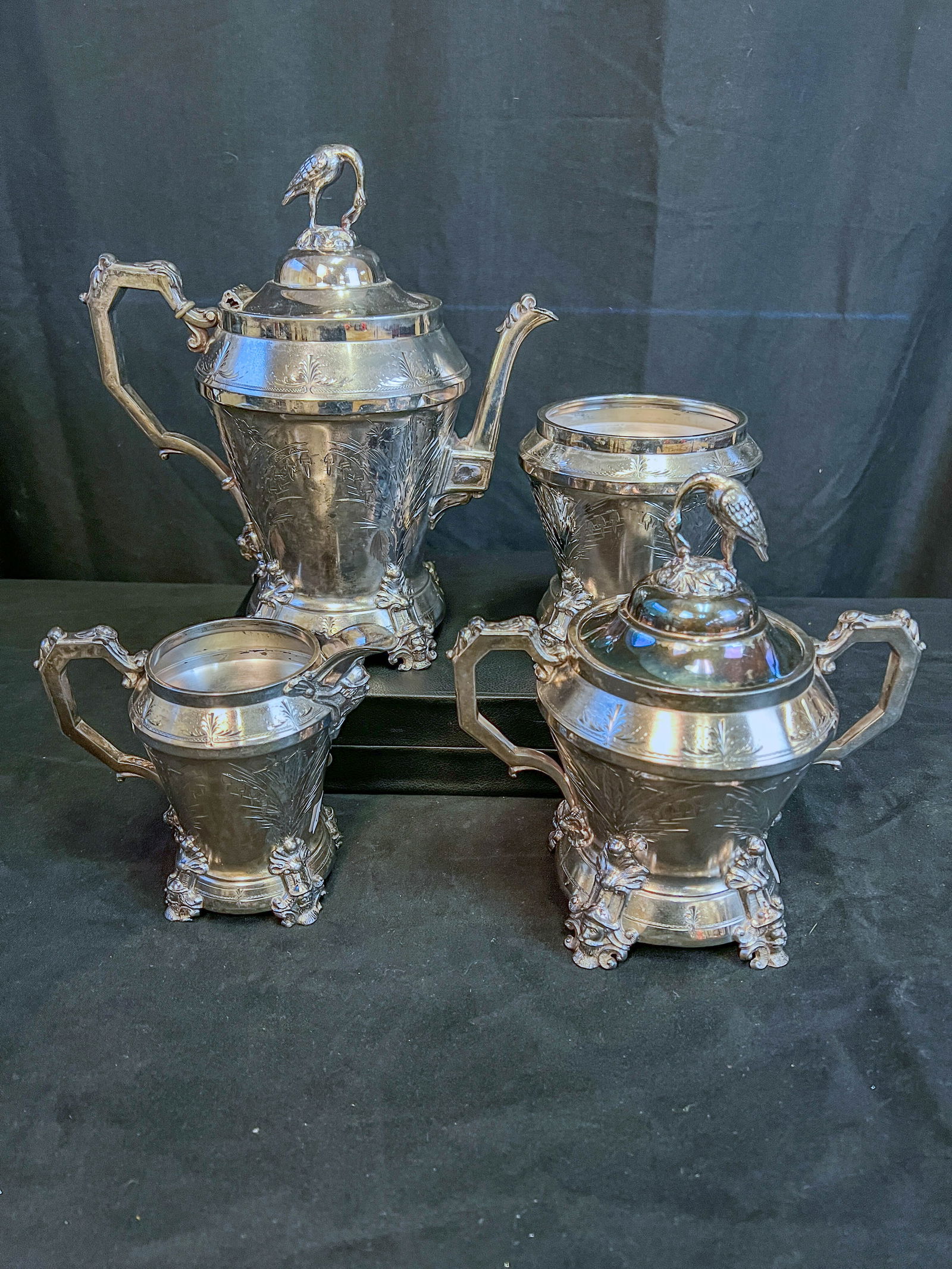 Silverplate 4 Piece Victorian Tea Service c. 1860/70's (1 of 20)