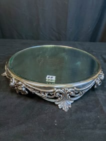 Victorian Silver Plate Zipper Cut Mirrored Tray c.1880's