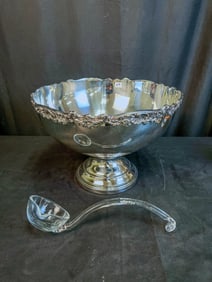 F. B. Rodgers Large Fancy Silver Plate Punch Bowl c. 1950's