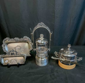 Victorian Gately & Co. Covered Butter and Silver Plate Pickle Castor c.1880's, More!