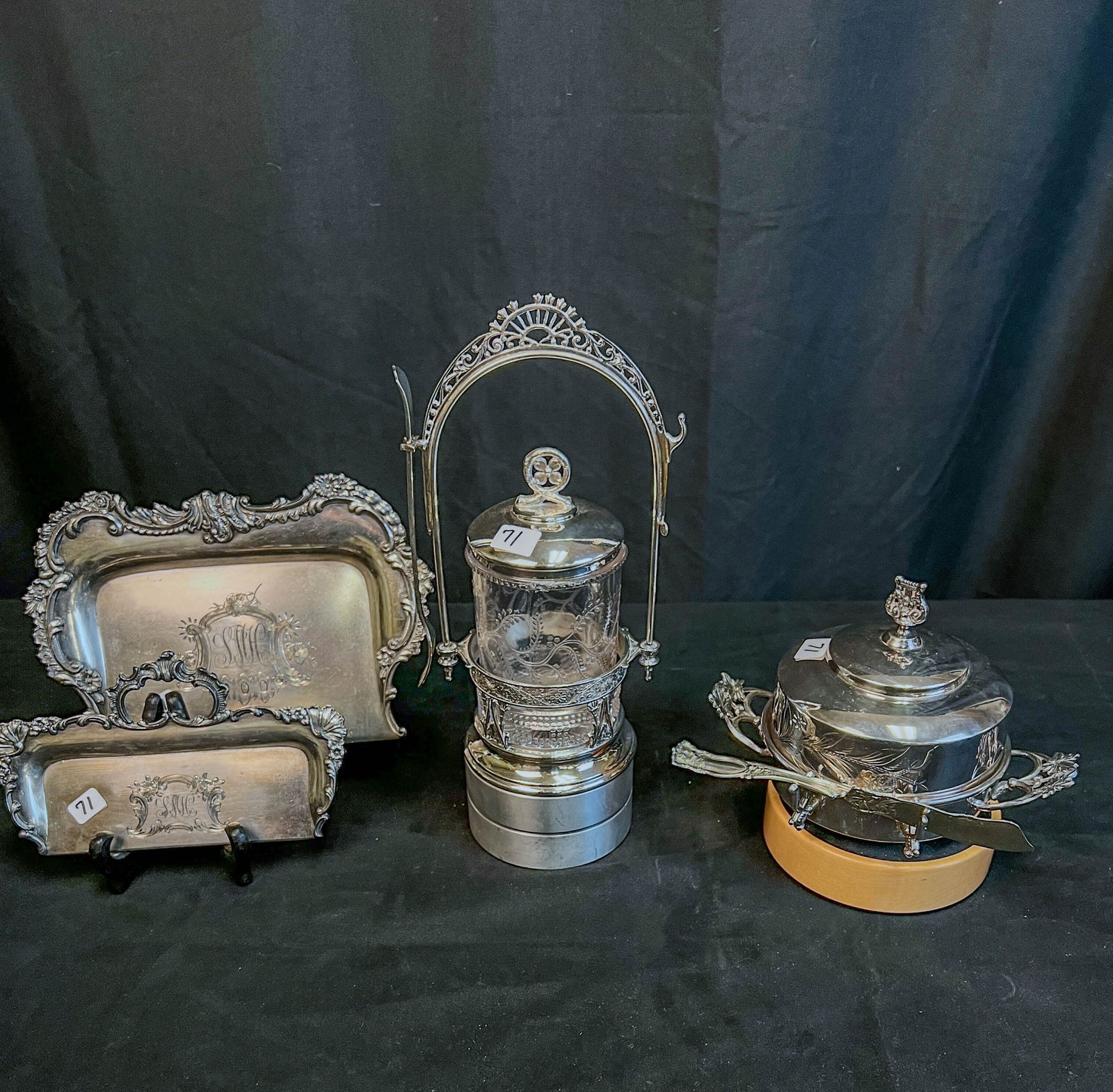 Victorian Gately & Co. Covered Butter and Silver Plate Pickle Castor c.1880's, More! (1 of 15)